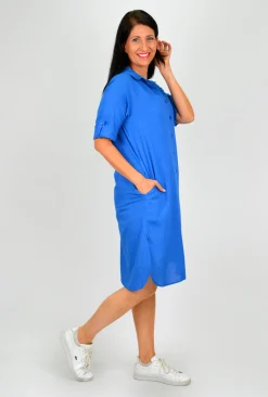 One Summer Sofia Button Down Long Sleeve Shift Dress in- Above Knee Dresses | Knee Length Dresses