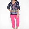 Orientique Sonya Crepe Rayon Long Sleeve Blouse in Midnight Blue- Long Sleeved Tops | 3/4 Sleeve Tops