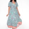 Orientique Suzanne Rayon Short Sleeve Maxi Dress in Sage Green- Short Sleeved Dresses | Maxi Dresses