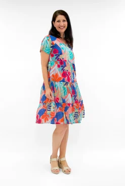 One Summer Sylvia Cotton Short Sleeve Dress in- Cotton Dresses | Knee Length Dresses