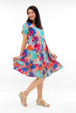 One Summer Sylvia Cotton Short Sleeve Dress in- Cotton Dresses | Knee Length Dresses