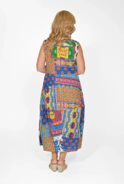 Orientique Tanee Crinkle Cotton Bubble Midi Dress in- Cotton Dresses | Sleeveless Dresses