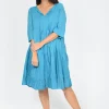 One Summer Wendy 3/4 Sleeve Cotton Dress in- Long Sleeved Dresses | Knee Length Dresses