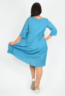 One Summer Wendy 3/4 Sleeve Cotton Dress in- Long Sleeved Dresses | Knee Length Dresses