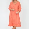One Summer Wendy 3/4 Sleeve Dress in- Long Sleeved Dresses | Cotton Dresses