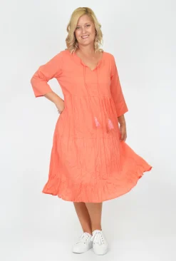 One Summer Wendy 3/4 Sleeve Dress in- Long Sleeved Dresses | Cotton Dresses