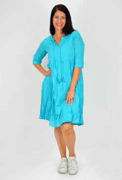 One Summer Wendy 3/4 Sleeve Dress in- Knee Length Dresses | Cotton Dresses