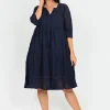 One Summer Wendy Cotton 3/4 Sleeve Dress in- Long Sleeved Dresses | Knee Length Dresses