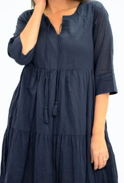 One Summer Wendy Cotton 3/4 Sleeve Dress in- Long Sleeved Dresses | Knee Length Dresses