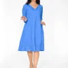 One Summer Wendy Cotton Sleeve Dress in- Long Sleeved Dresses | Knee Length Dresses