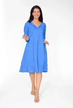 One Summer Wendy Cotton Sleeve Dress in- Long Sleeved Dresses | Knee Length Dresses