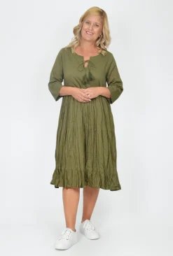 One Summer Wendy Cotton Sleeve Dress in- Long Sleeved Dresses | Knee Length Dresses