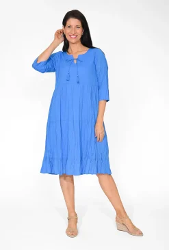 One Summer Wendy Cotton Sleeve Dress in- Long Sleeved Dresses | Knee Length Dresses