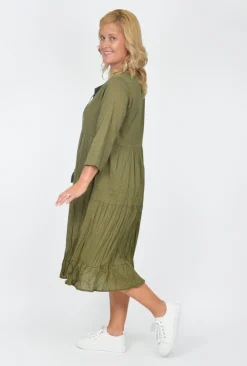 One Summer Wendy Cotton Sleeve Dress in- Long Sleeved Dresses | Knee Length Dresses