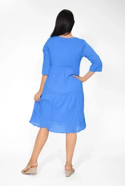 One Summer Wendy Cotton Sleeve Dress in- Long Sleeved Dresses | Knee Length Dresses