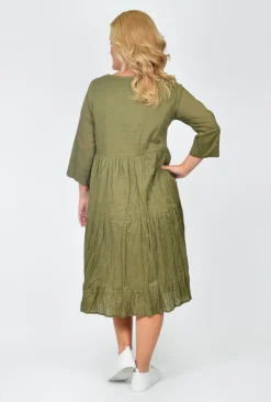 One Summer Wendy Cotton Sleeve Dress in- Long Sleeved Dresses | Knee Length Dresses